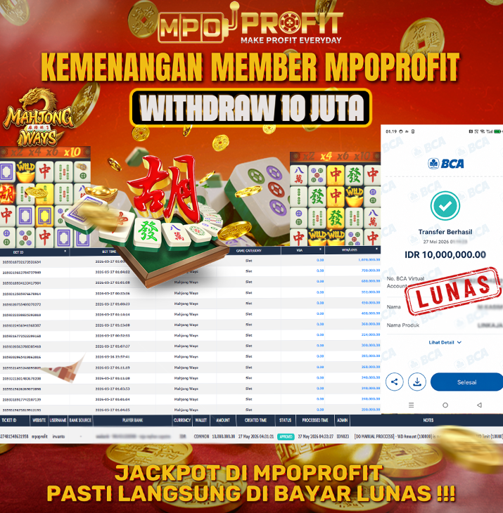 MPOPROFIT JACKPOT SLOT PGSOFT! KEMENANGAN MURNI DI (MAHJONG WAYS TOTAL RP 10.000.000,- LUNAS)